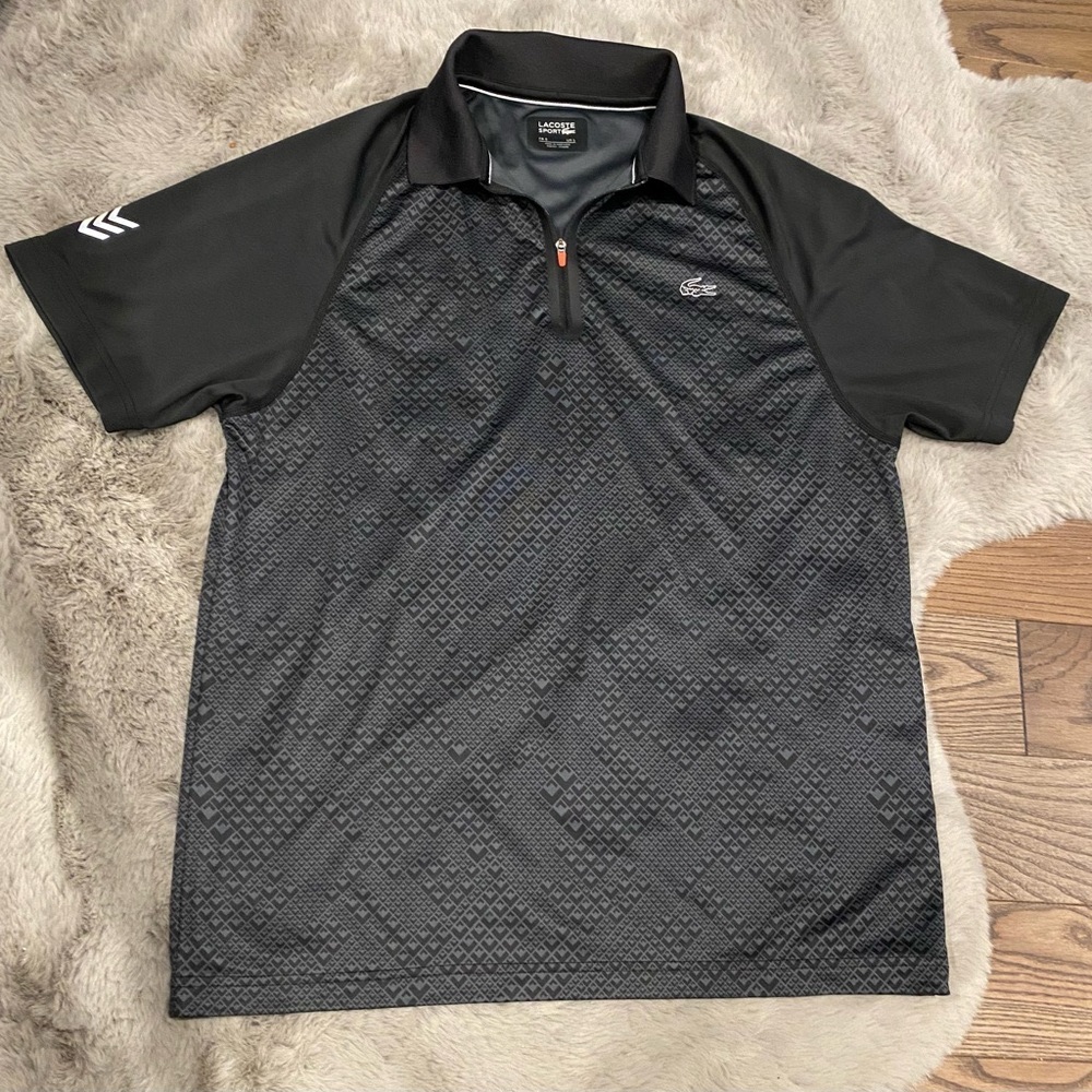 Lacoste Sport men’s Polo 1/4 zip Size Large 
charcoal grey